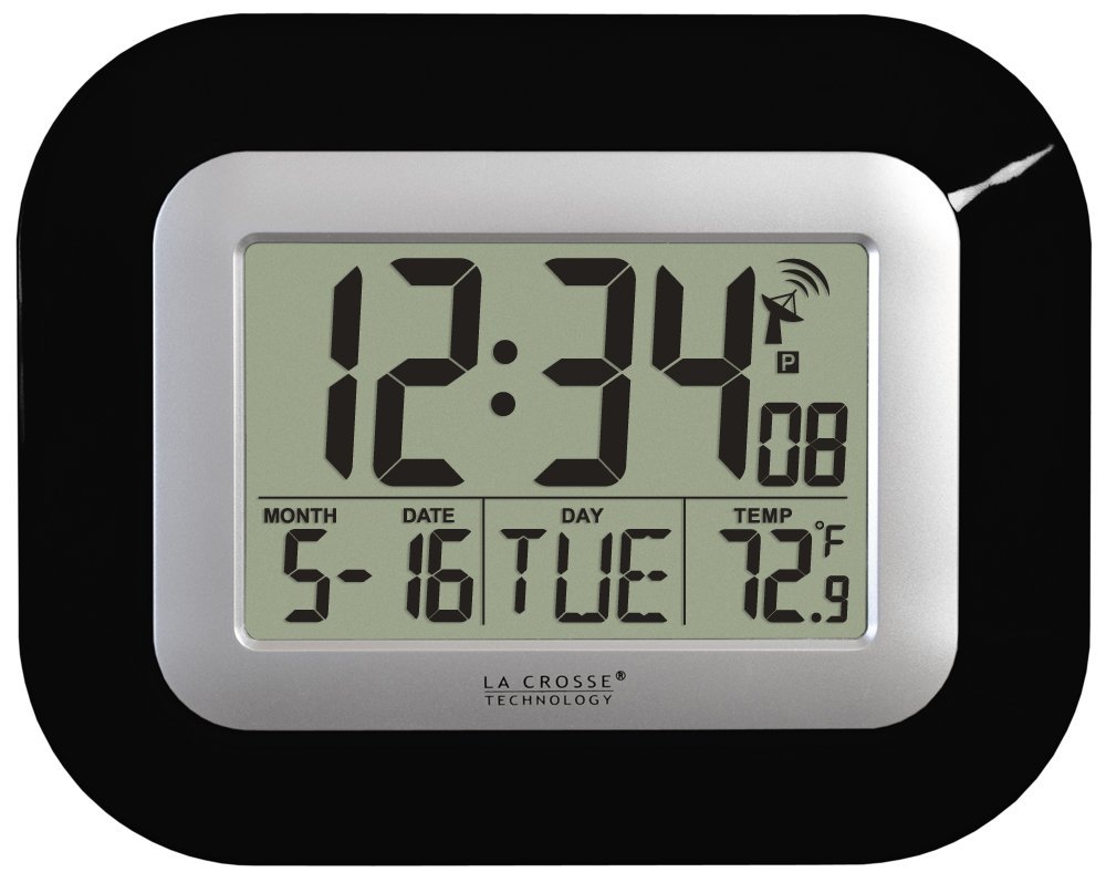 La Crosse Technology® WT-8005U-B Atomic Digital Wall Clock w/ Indoor Temp & Date