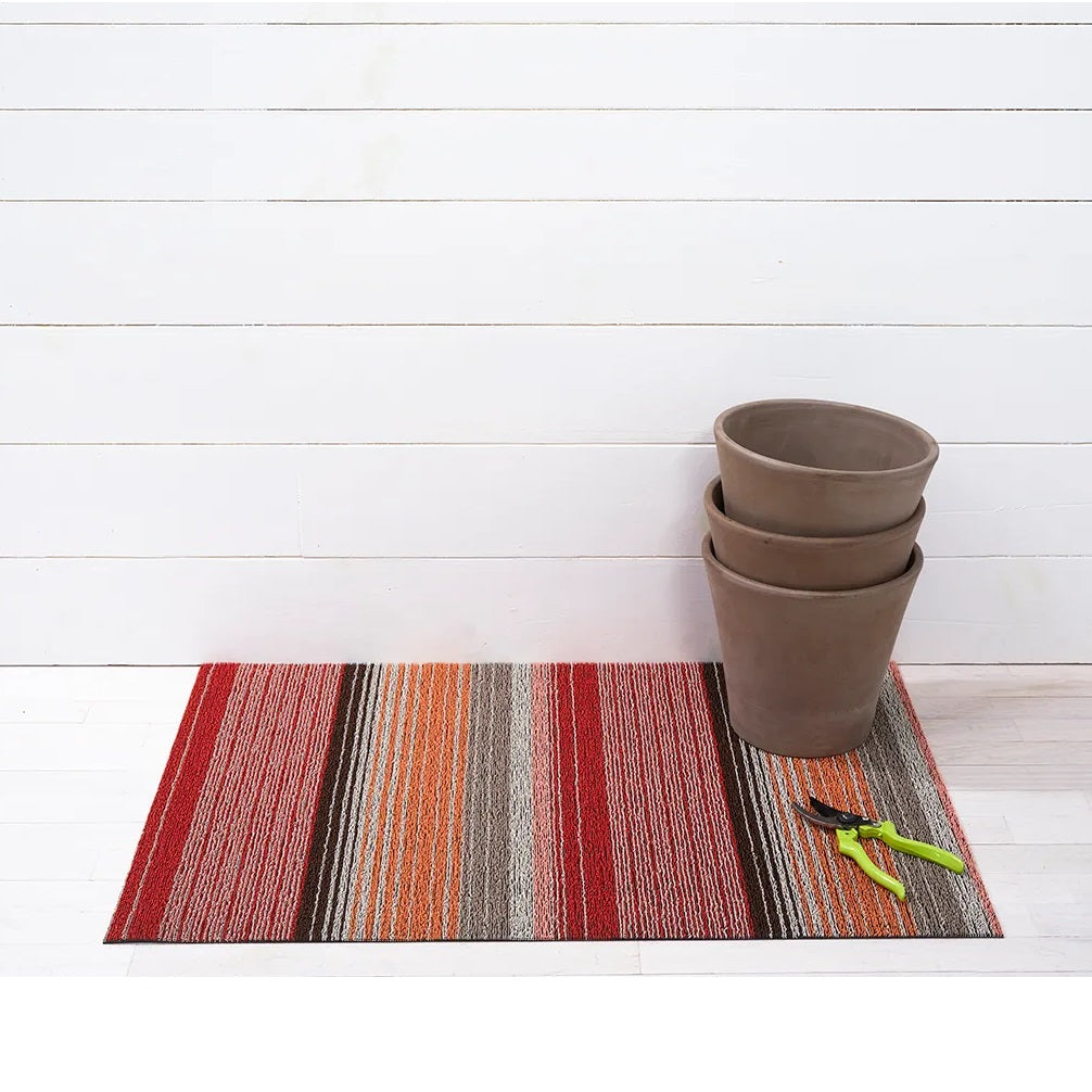 Chilewich Shag Mat Pop Stripe Paprika