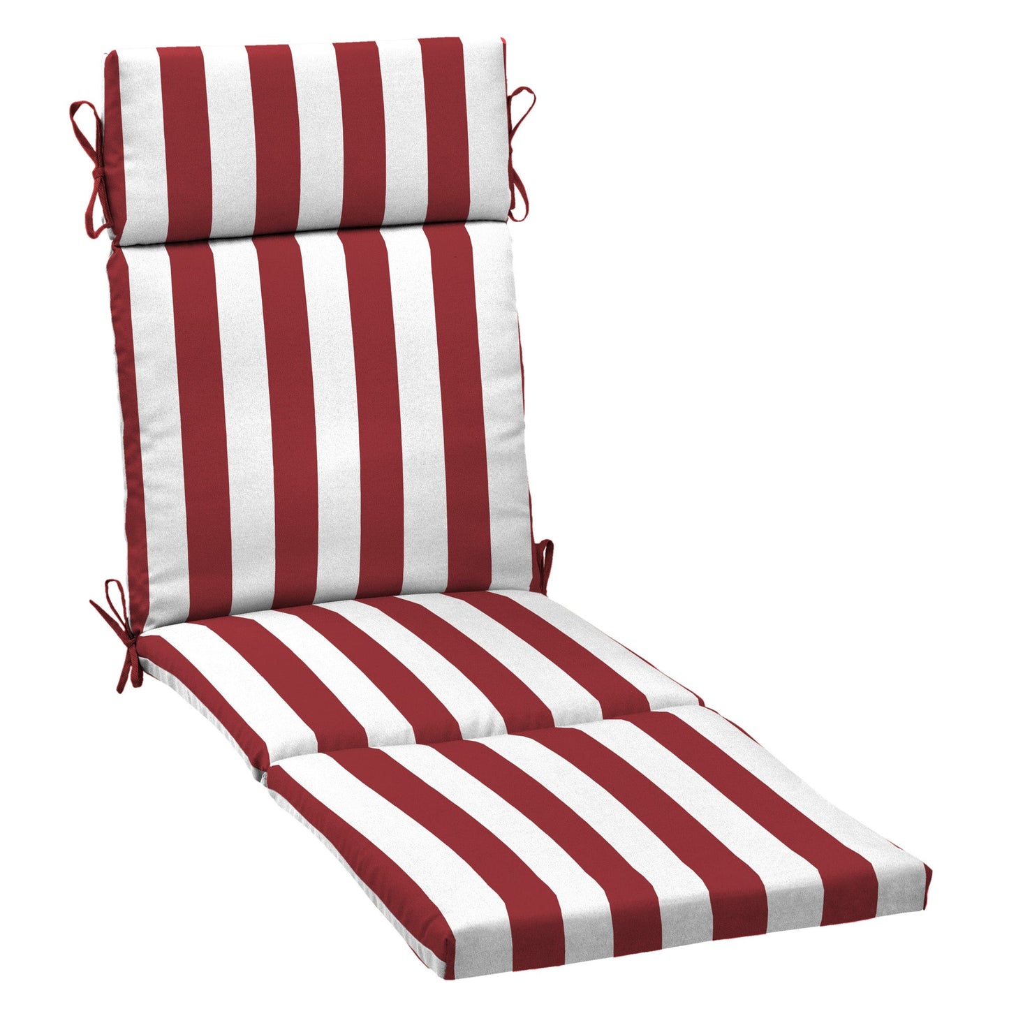 Outdoor Chaise Lounge Cushion, Ruby Red Cabana Stripe