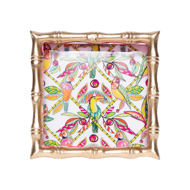 Jayes Studio Bamboo Birds Enameled Chang Mai Tray 6x6