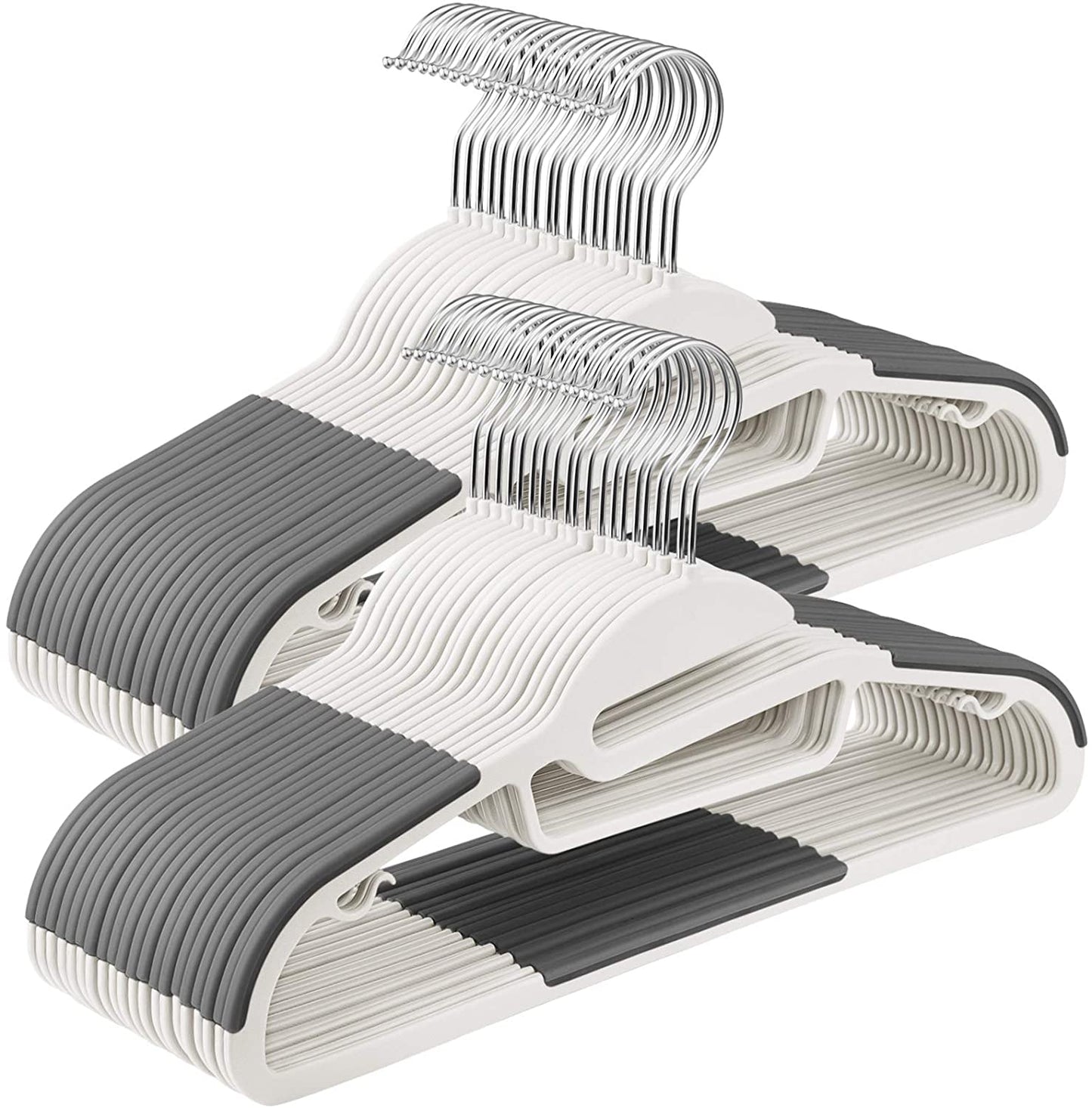 50 Pack Coat Hangers, Premium Quality Plastic Suit Hangers, Heavy-Duty, S-Shaped Opening, Non-Slip