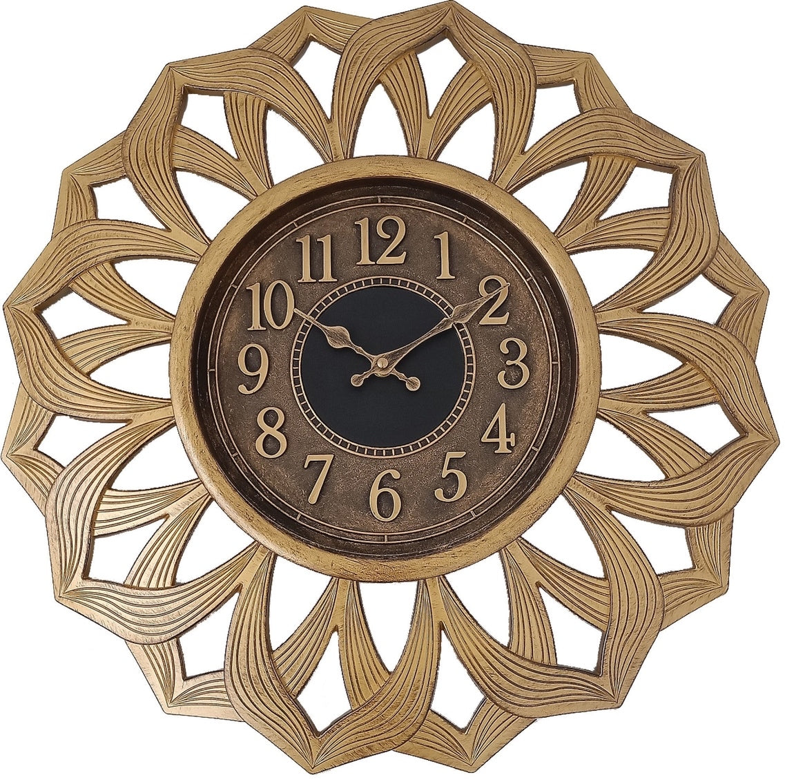 20" TORTOISE SHELL CLOCKS IN DARK AND ANTIQUE GOLD