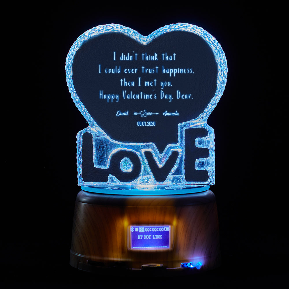 Valentine's Day Romantic Gift Custom Name and Date Crystal Sculpture Keepsake Gifts for Her