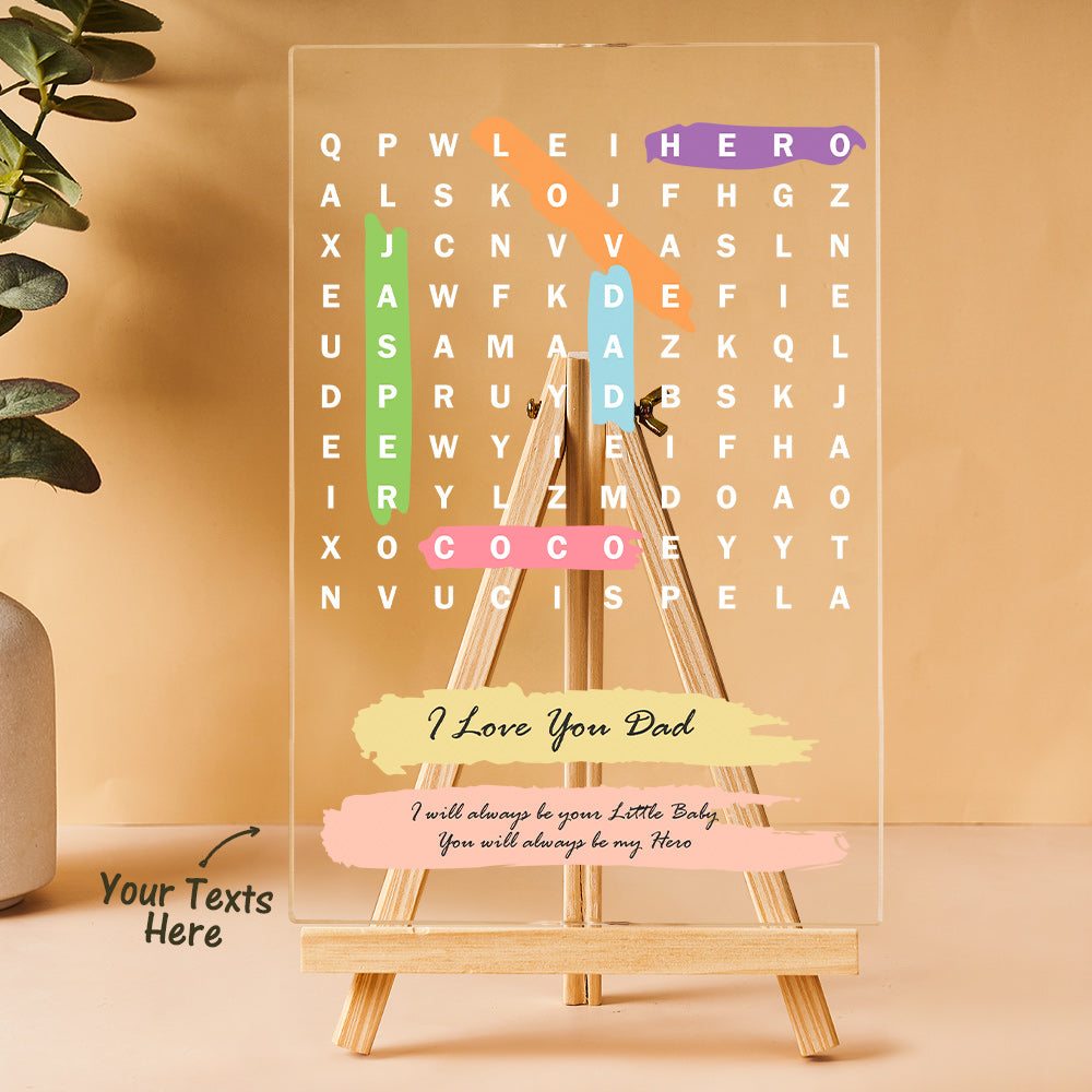 Customized Crossword Display, Family Crossword Gift, Family Names Sign, Gift for Mom, Gift for Dad, Customized Gift,Valentines Day Gift