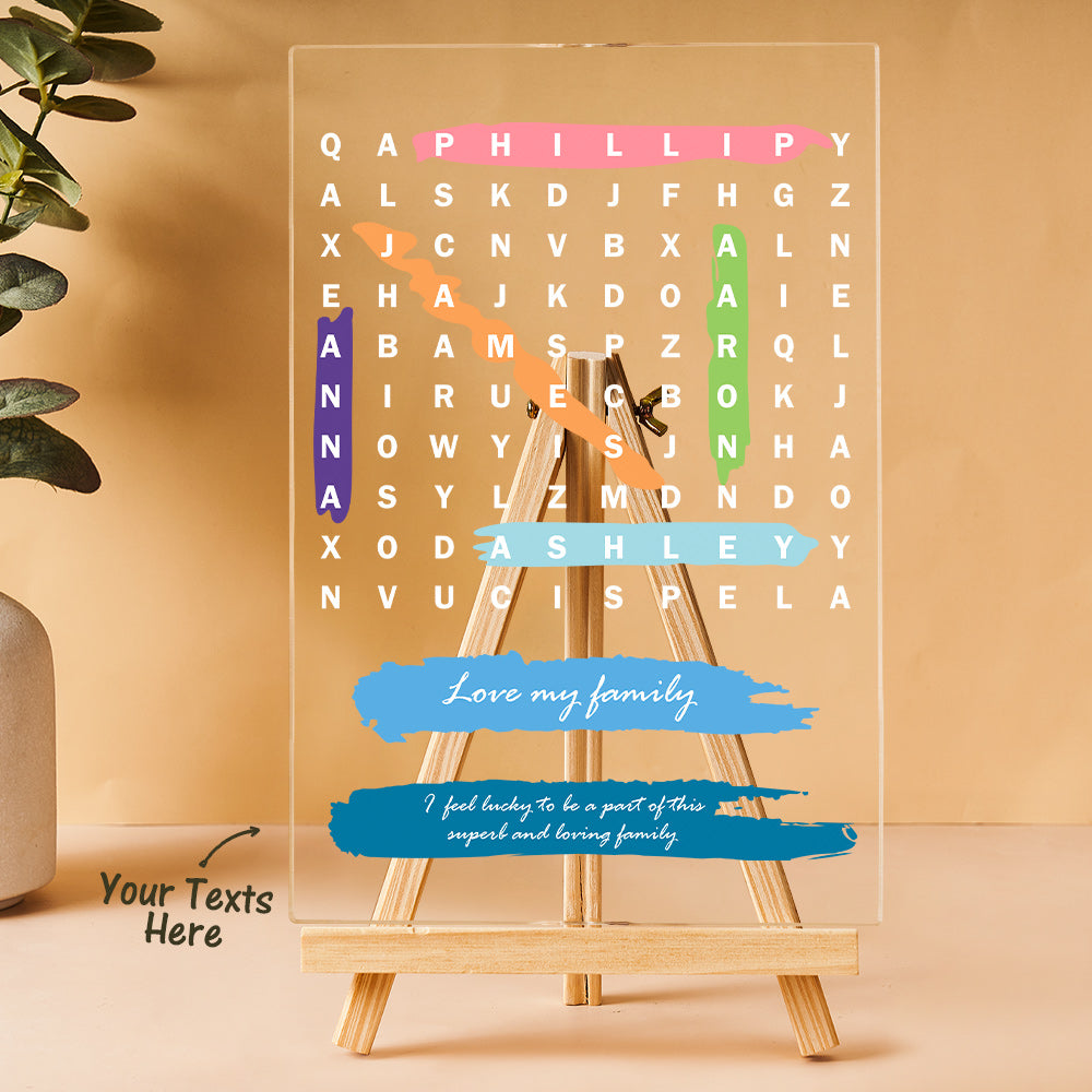 Customized Crossword Display, Family Crossword Gift, Family Names Sign, Gift for Mom, Gift for Dad, Customized Gift,Valentines Day Gift
