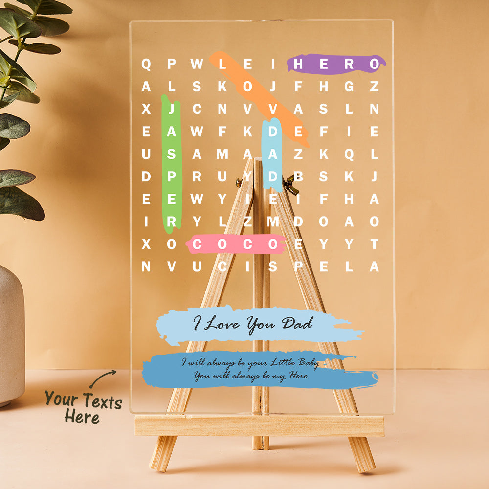 Customized Crossword Display, Family Crossword Gift, Family Names Sign, Gift for Mom, Gift for Dad, Customized Gift,Valentines Day Gift
