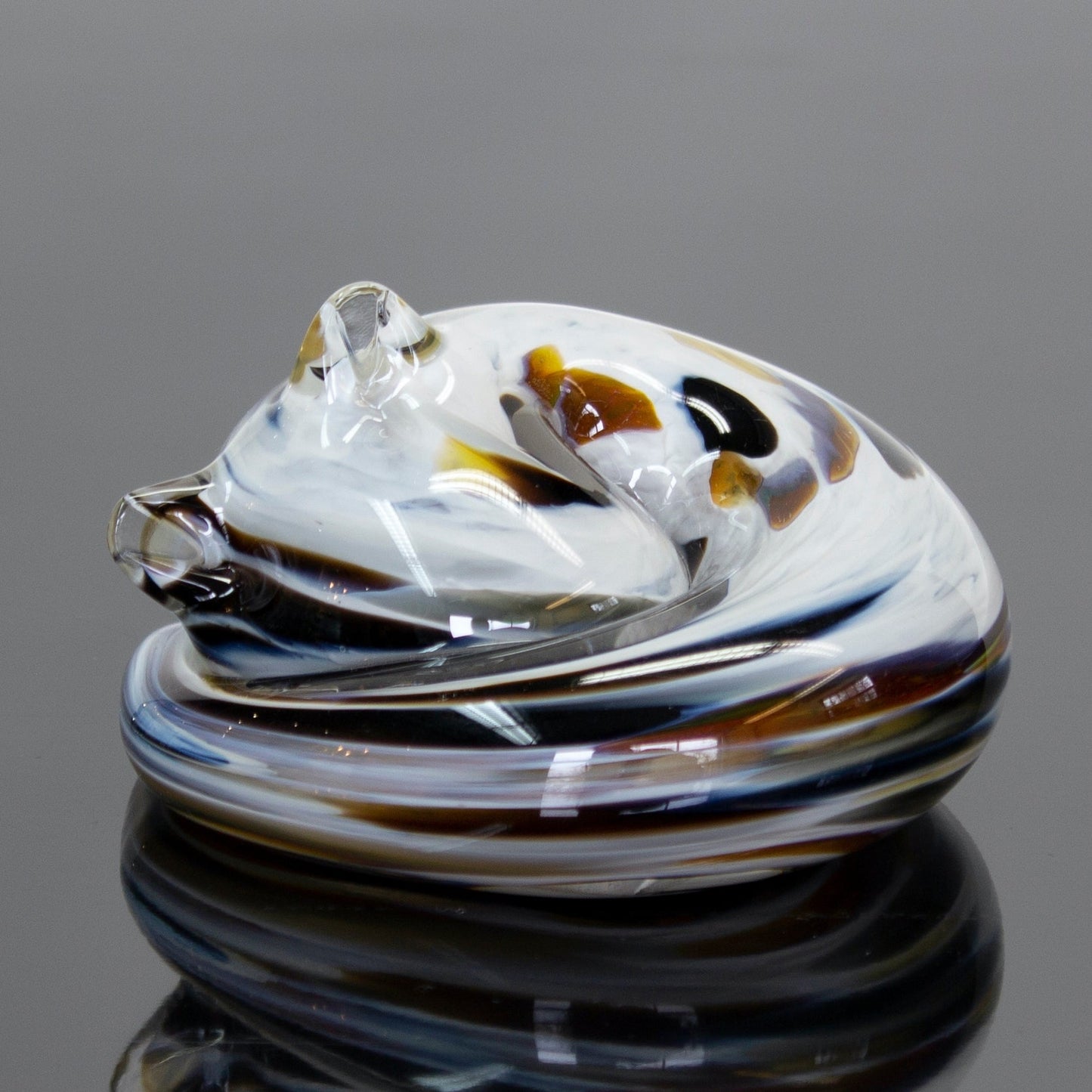 Handmade Glass Sleeping Kitty, Calico