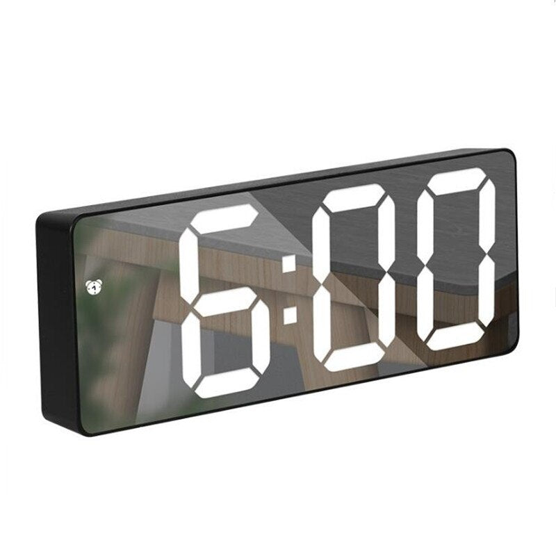 Mirror Face Digital Alarm Clock Desk Table Clock LED Screen Clocks for Bedroom Bedside Alarm Clocks Snooze Function Electronics