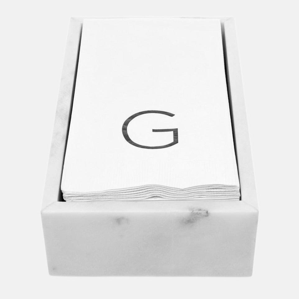 White Marble Rectangular Hand Towel Tray