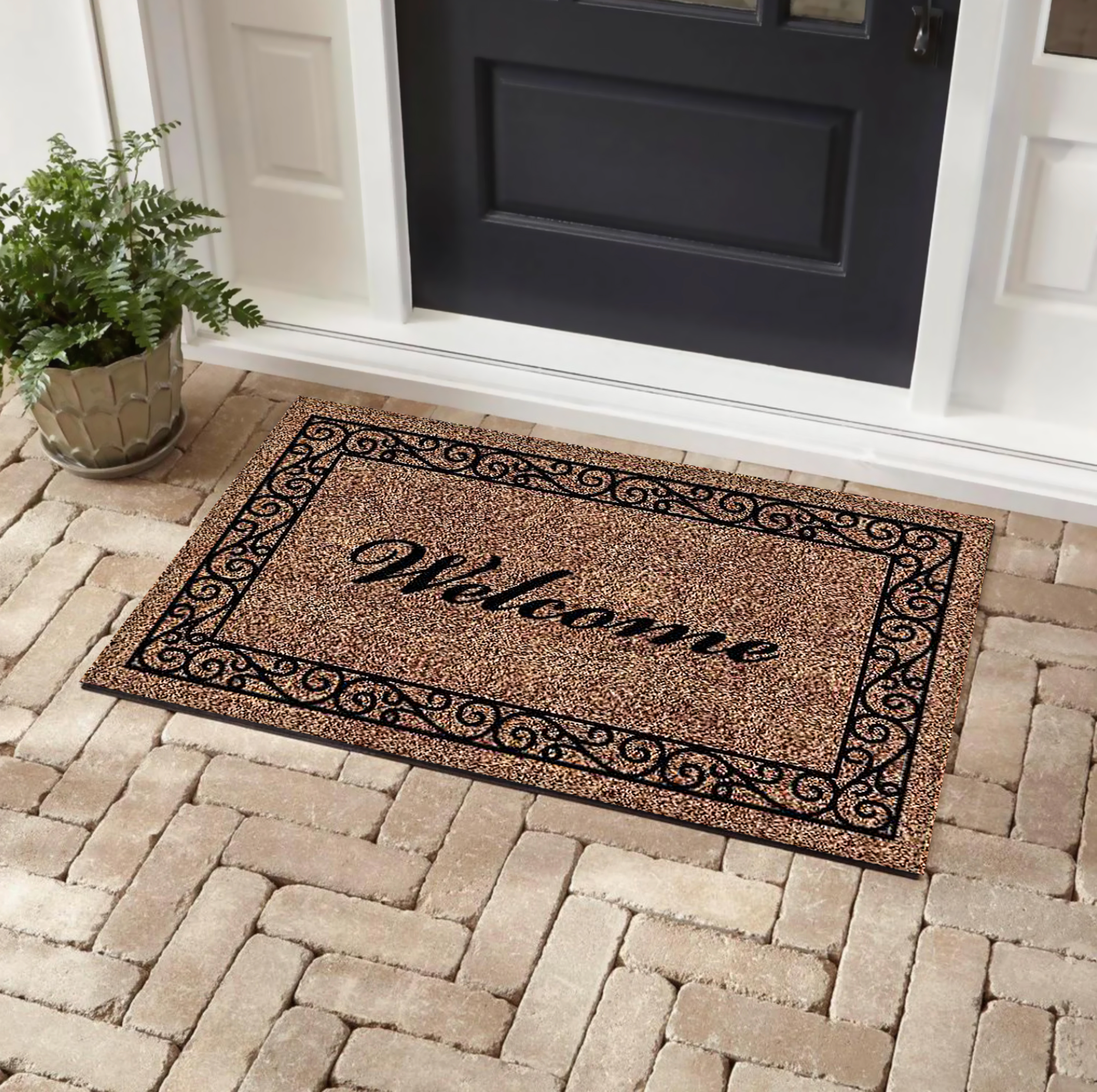 Welcome Scroll Outdoor Coir Door Mat