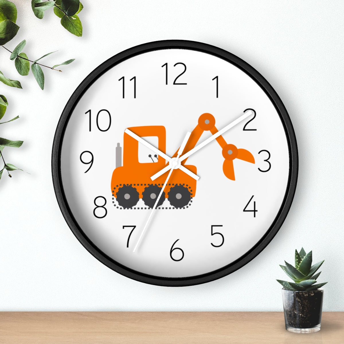 Boys Wall Clock Orange Truck, Silent No Ticking Nursery Wall Clock, Canada USA