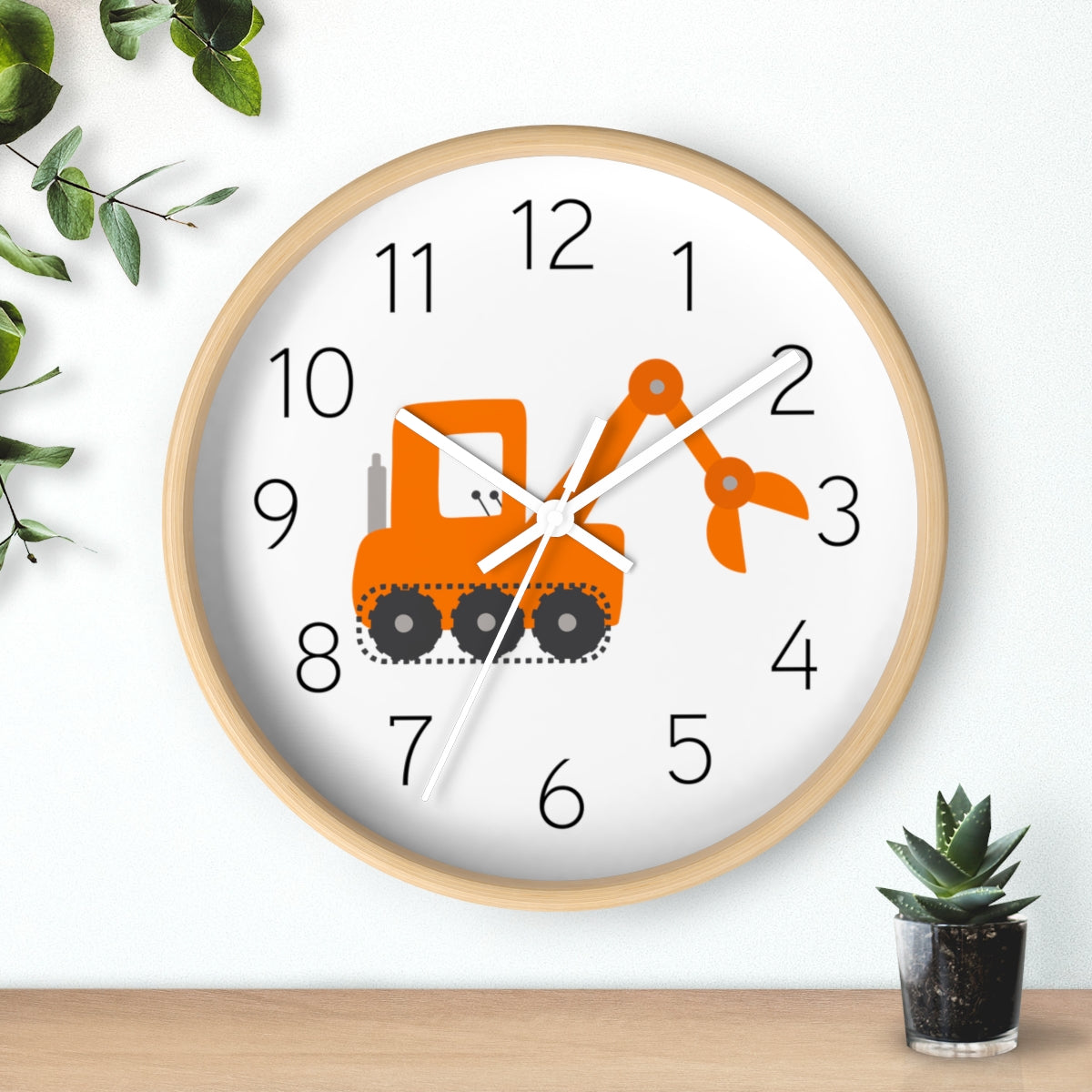Boys Wall Clock Orange Truck, Silent No Ticking Nursery Wall Clock, Canada USA