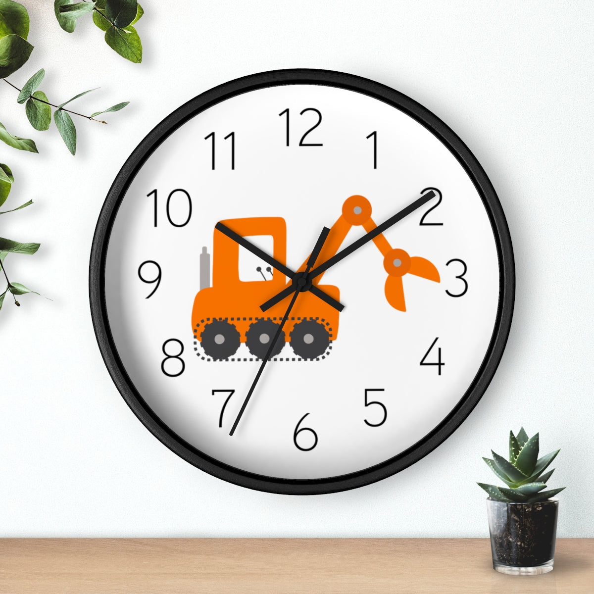 Boys Wall Clock Orange Truck, Silent No Ticking Nursery Wall Clock, Canada USA