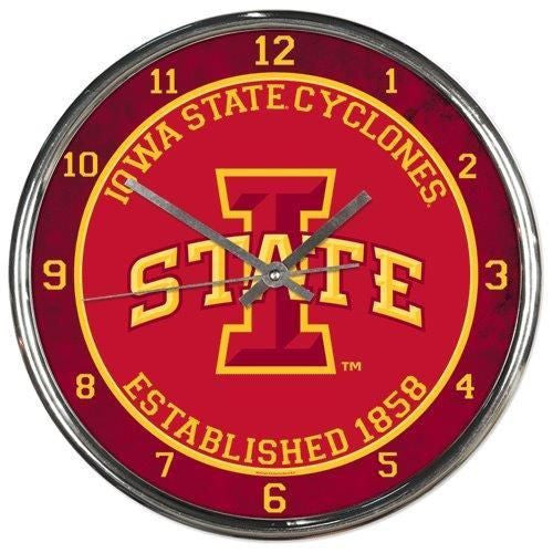 Iowa State Cyclones Round Chrome Wall Clock