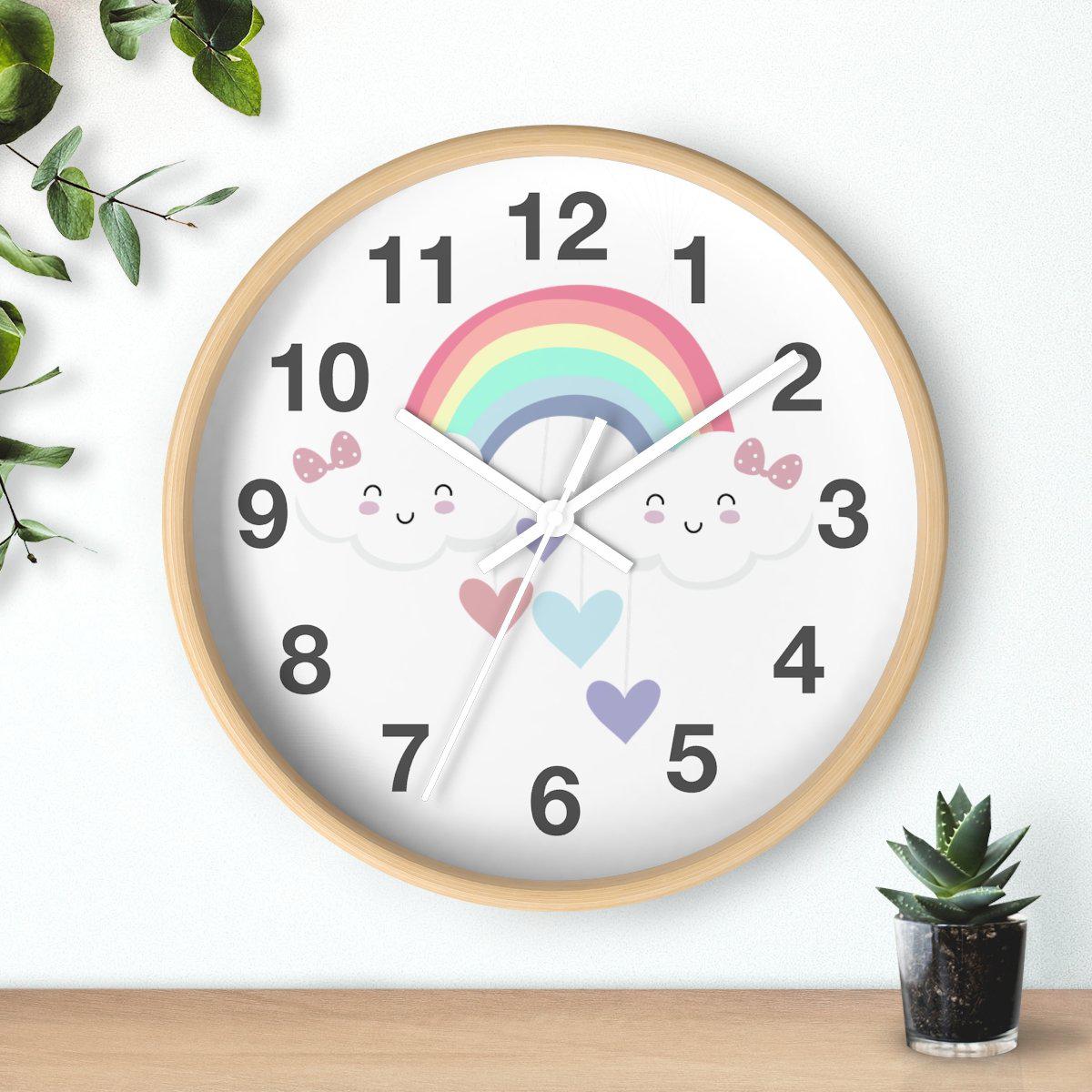 Girls Wall Clock Rainbow, Girls Nursery Clock Silent No Ticking, Girls Wall Decor | Pippa + June,