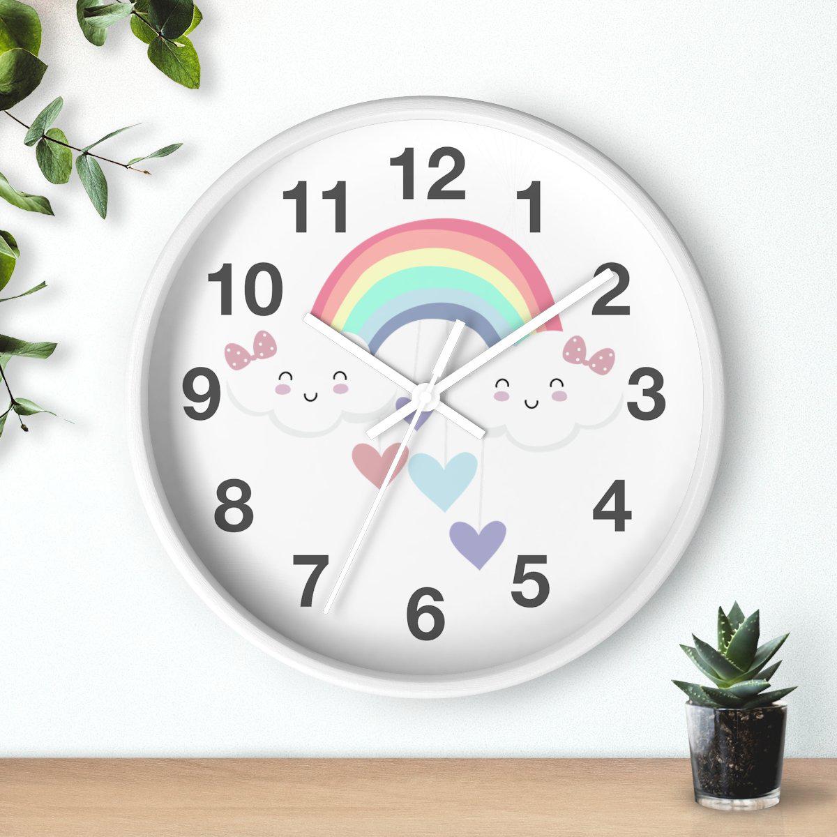 Girls Wall Clock Rainbow, Girls Nursery Clock Silent No Ticking, Girls Wall Decor | Pippa + June,
