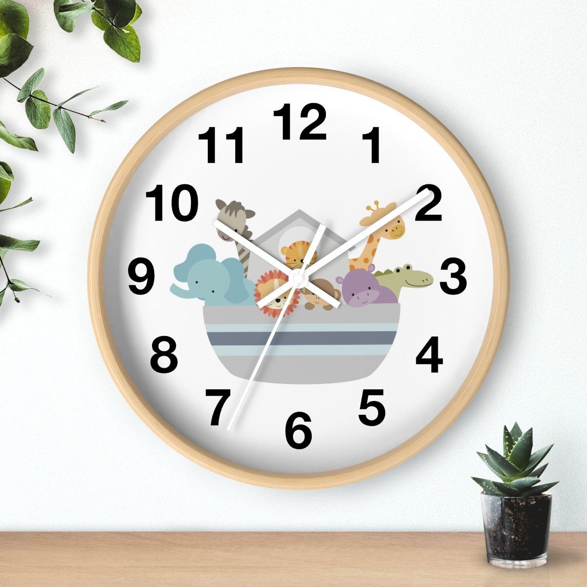 Nursery Wall Clock No Ticking Noah's Ark, Nursery Large Wall Clock, Kids Wall Clock, Silent Nursery Wall Clock, Kids Wall Decor | Pippa + June