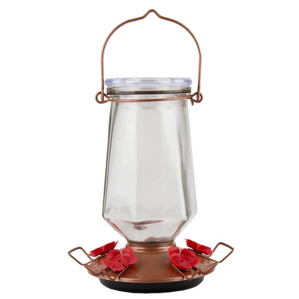 Hummingbird Feeder 28 oz Capacity Vintage Crystal Top-Fill Glass 5 Feeding Ports