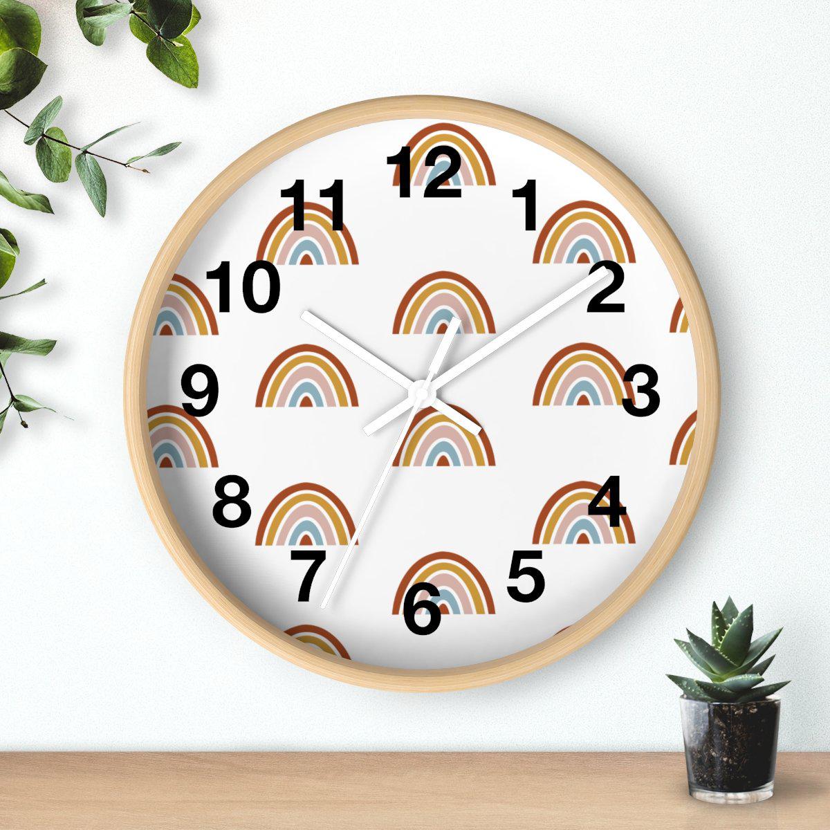 Rainbow Wall Clock, Kids Wall Clock Neutral Unisex, Nursery Wall Clock, Childrens Wall Clock, Kids Clock, Kids Wall Decor, Kids Room Decor