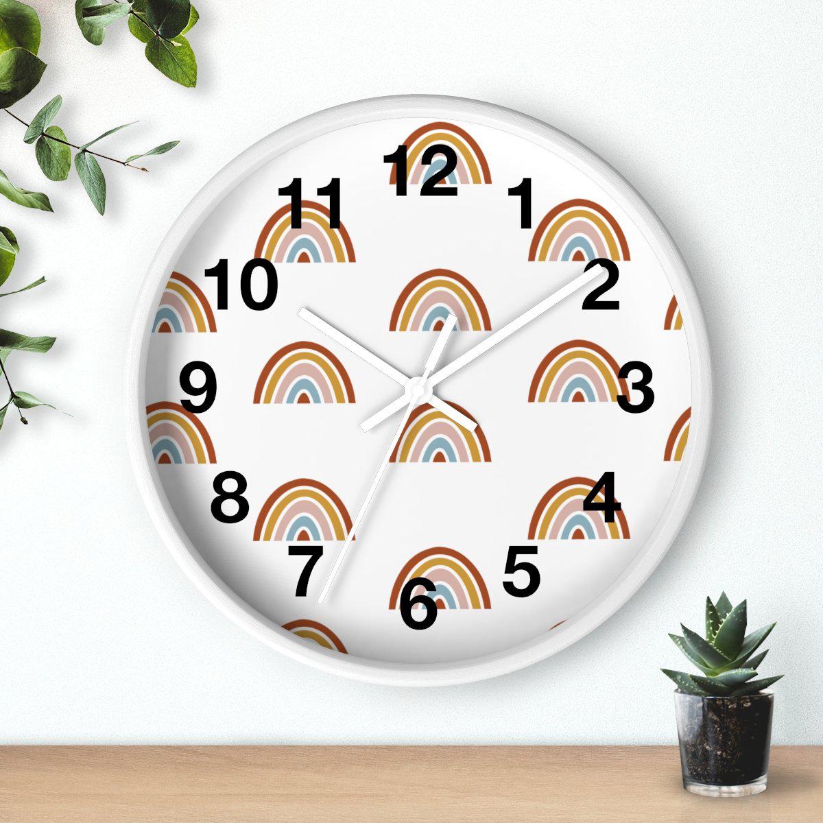 Rainbow Wall Clock, Kids Wall Clock Neutral Unisex, Nursery Wall Clock, Childrens Wall Clock, Kids Clock, Kids Wall Decor, Kids Room Decor