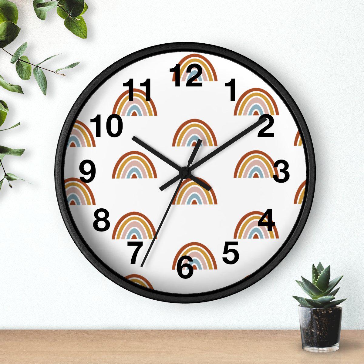 Rainbow Wall Clock, Kids Wall Clock Neutral Unisex, Nursery Wall Clock, Childrens Wall Clock, Kids Clock, Kids Wall Decor, Kids Room Decor