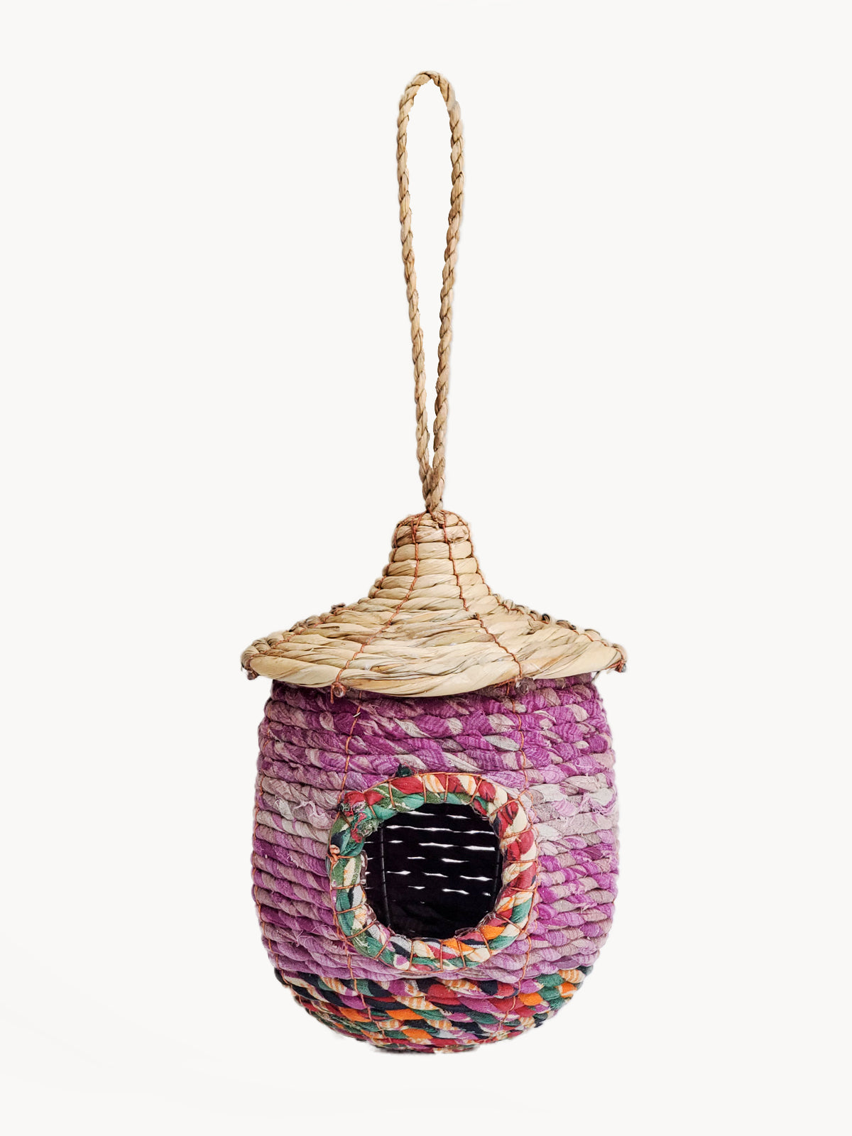 Seagrass and Recycled Sari Birdhouse Birdhouses Korissa Acorn