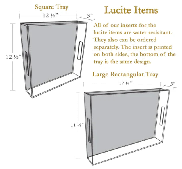 Taupe Antelope Lucite Tray, Available in Six Sizes