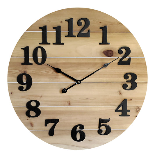 Wood Planks Clock, Natural Stain Finish, WMC222N