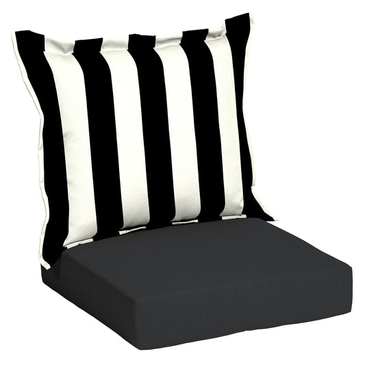 2-Piece Traditional Square Deep Seat Cushion, Black Striped