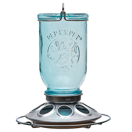 Perky-Pet® 784 Mason Jar Wild Bird Feeder, 1 Lb Capacity, Blue Antique