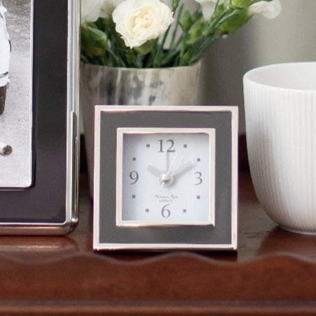Taupe Enamel Square Alarm Clock