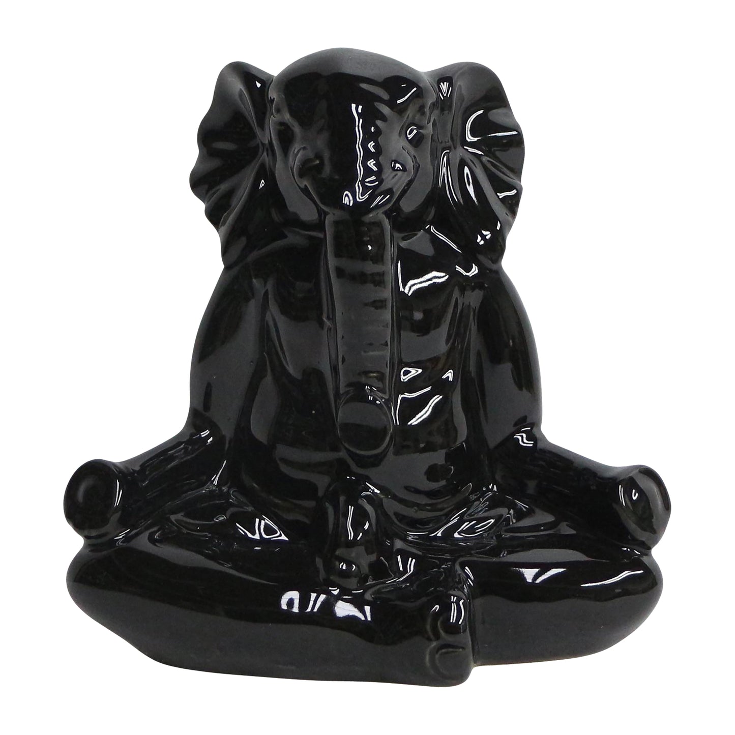 Cer, 7" Yoga Elephant, Blk
