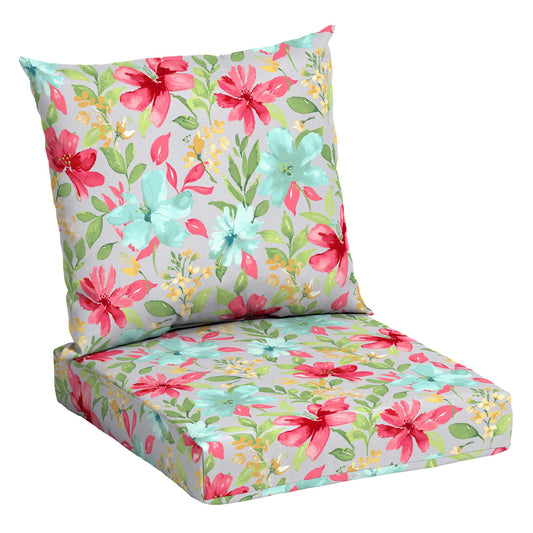 45" x 23" Deep Seat Patio Cushions Floral Pattern 2-Piece