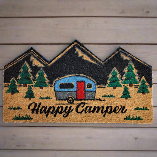Coir Door Mat 30in x 18in - Happy Camper