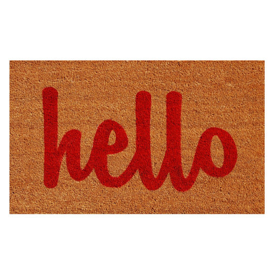 24" x 36" Outdoor Coir Doormat Mildew Resistant, Natural, Red