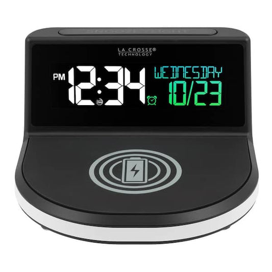 Wireless Charging Alarm Clock with Glowing Light Base