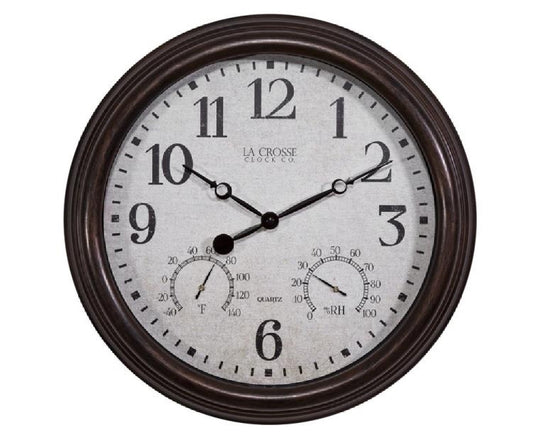 La Crosse Technology 404-3015 Clock With Temperature And Humidity Analog Display, 15"