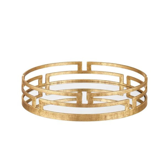 Round Mirror Tray Gold Metal Decorative Frame Construction