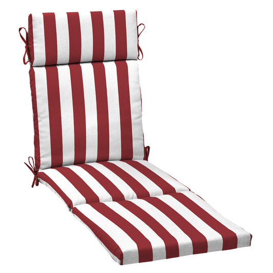 Outdoor Chaise Lounge Cushion, Ruby Red Cabana Stripe