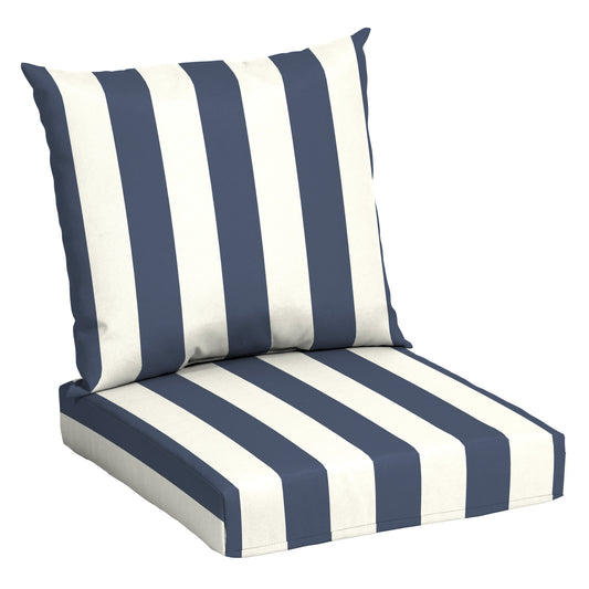 45" x 23" Deep Seat Patio Cushions, Navy Blue Stripe 2-Piece
