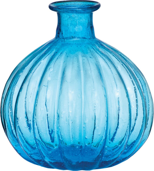 Turquoise Blue Oceana Recycled Glass Pumpkin Vase