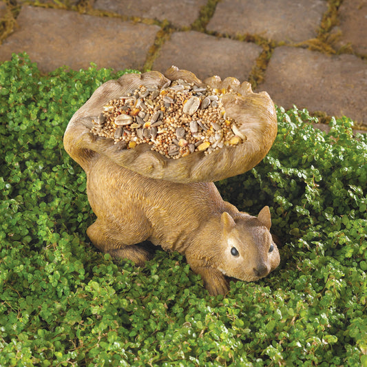 7" x 4" x 6" Bird Feeder, Polyresin Brown Squirrel