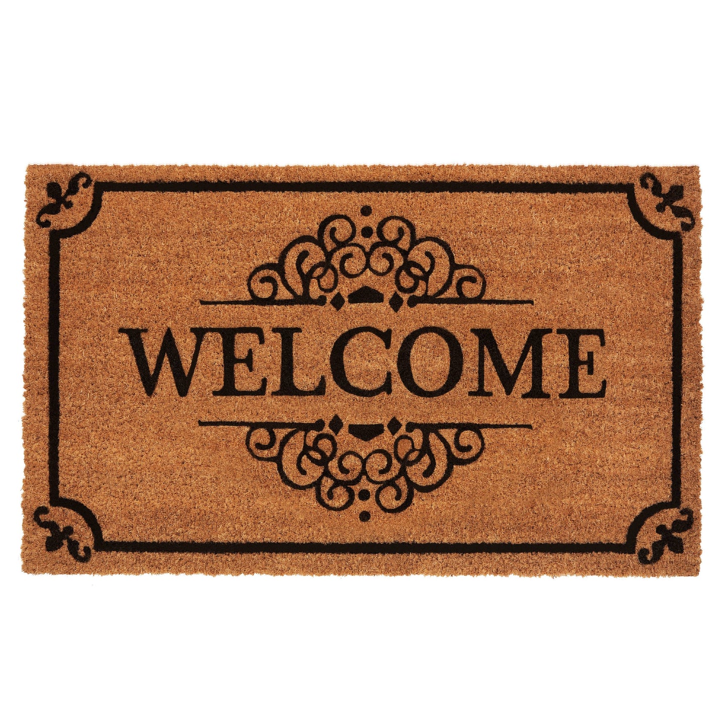 18" x 30" Outdoor Door Mat Welcome Printed, Natural Coco Fibers