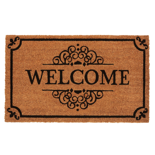 18" x 30" Outdoor Door Mat Welcome Printed, Natural Coco Fibers