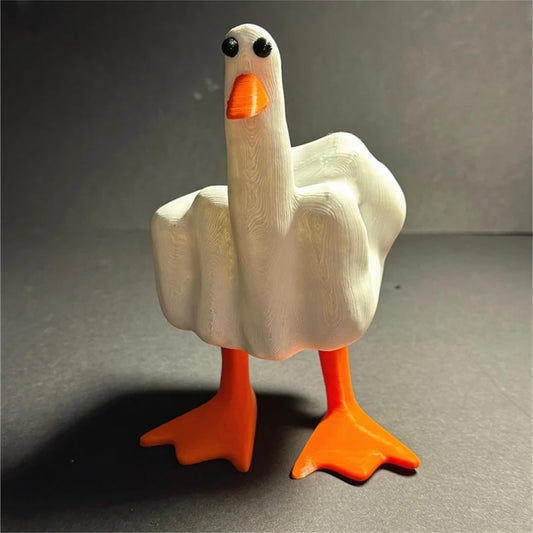 Funny Little Duck Figurine Ornament Decor ,Cute Middle Finger Duck Resin Garden Statue