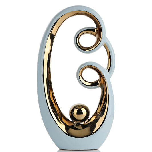 Light Blue Gold Statue Abstract Art Sculpture Home Decor Modern