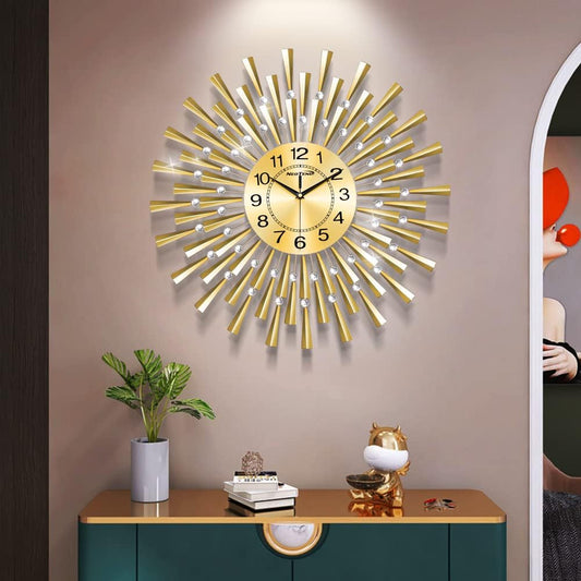 NEOTEND Large Gold Wall Clock for Living Room Decor - 24 Inch - $45