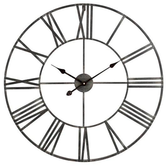30" Large Round Metal Wall Clock Industrial, Gray