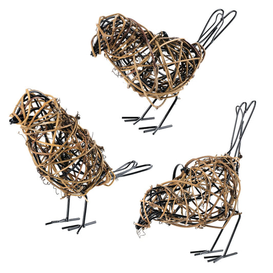 Set of 3 Handmade Bird Statue Home Decor, Metal Bird Figurine Rustic Table Decor