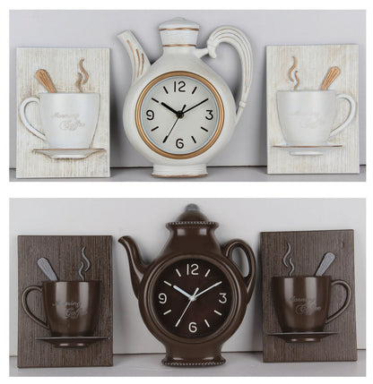 3PC COFFEE CLOCK WITH MUGS - SIZE: 11" x 9"
